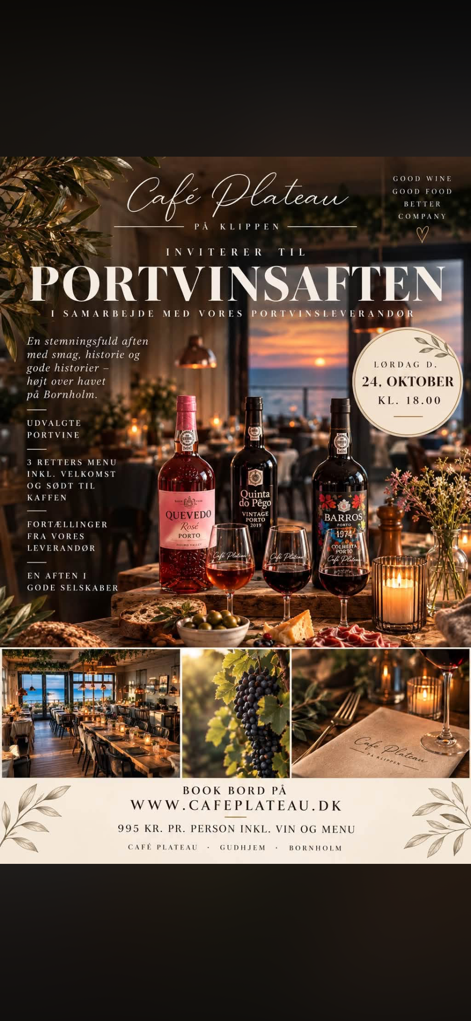 Portvinsarrangement på Café Plateau, oktober 2026